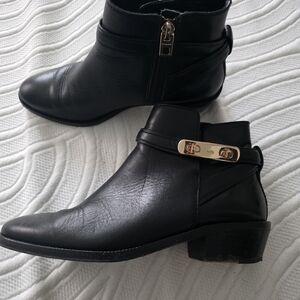 Coach Black Ankle Boots with Gold Accent
